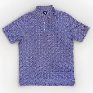 FootJoy Shirt Mens Medium Blue Polo Short Sleeve Geometric Stretch Performance